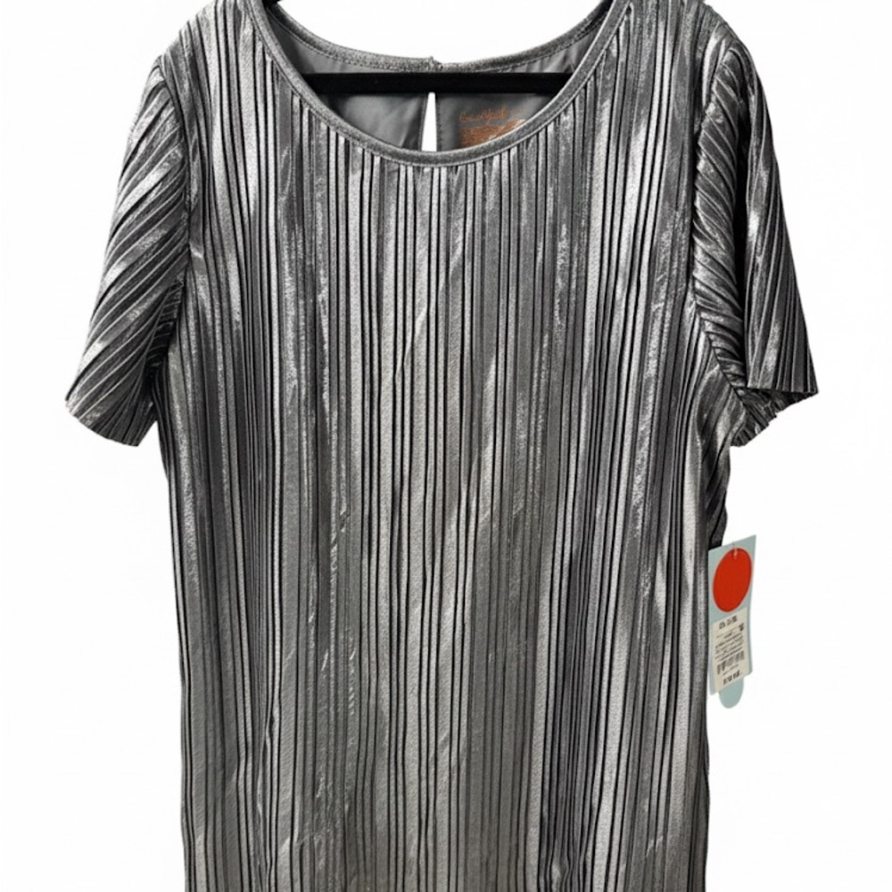 Cat &‎ Jack Shimmering Silver Pleated Blouse